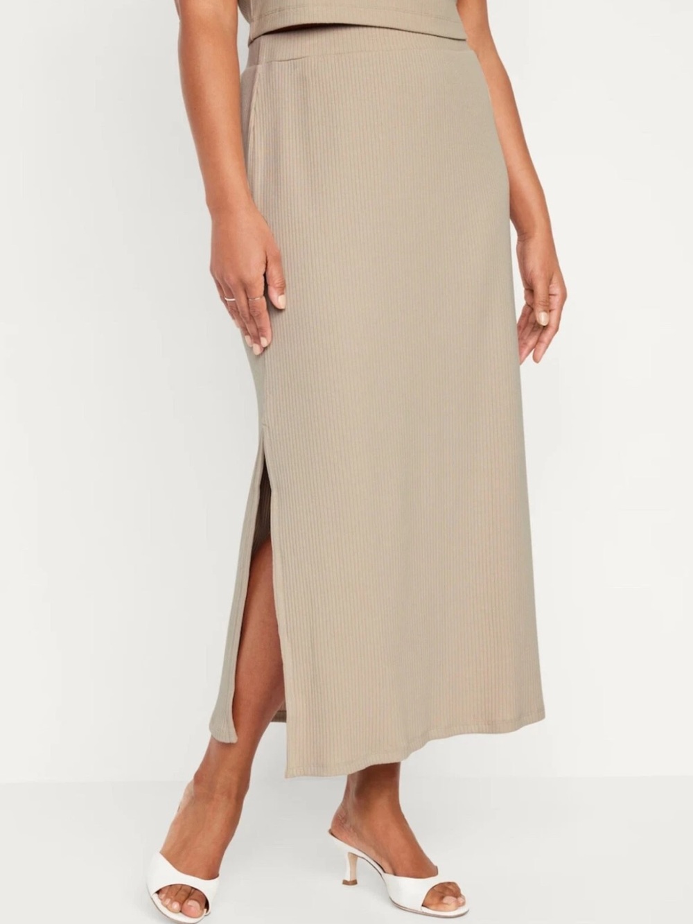 Cotton claasic Old Navy Taupe XL Ribbed Maxi Skirt